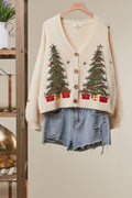 Christmas Tree Embroidered Soft Cardigan