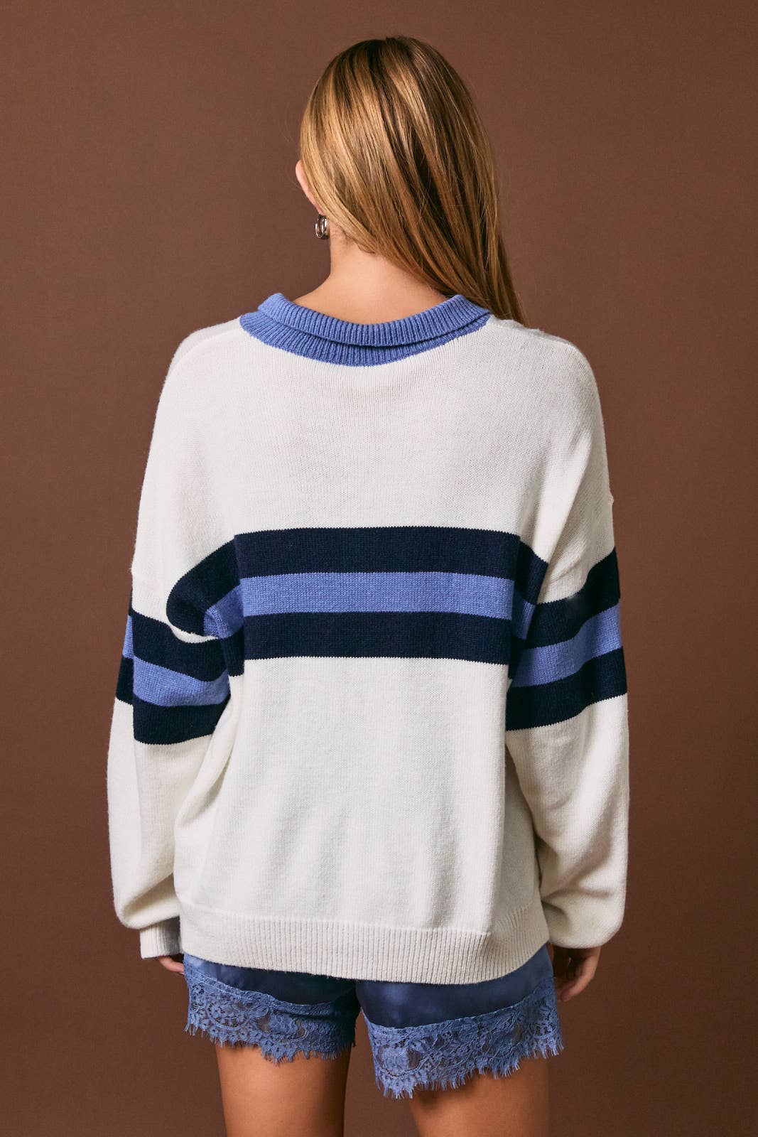 Blue Stripe Rugby Knit Sweater