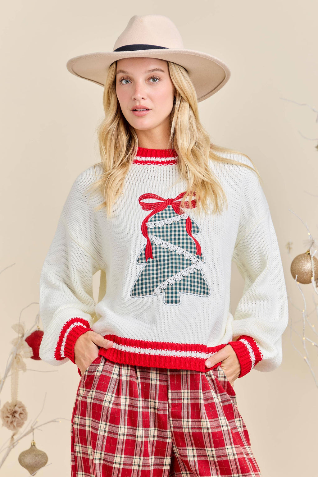 Plaid Tidings Christmas Tree Sweater