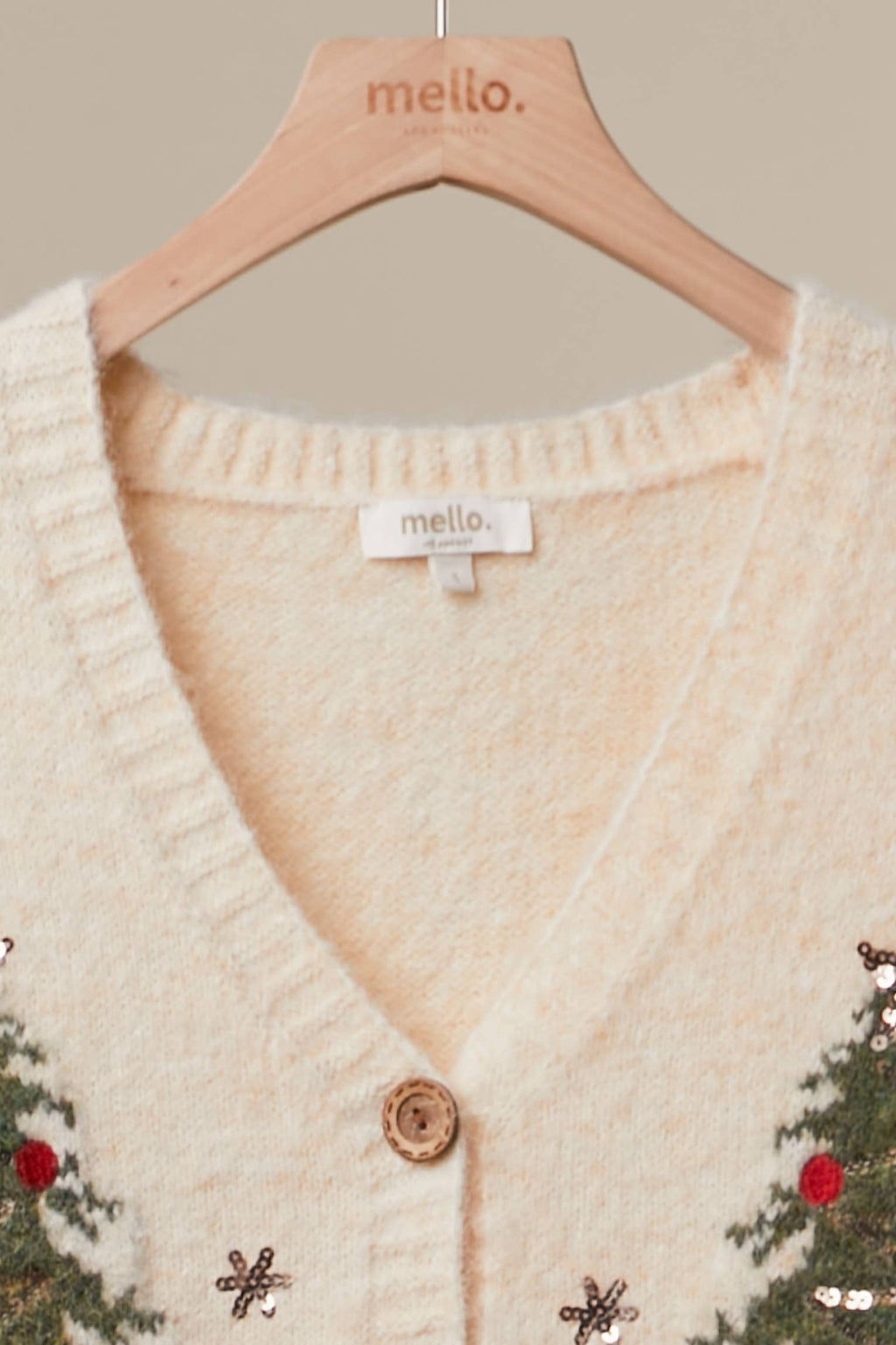 Christmas Tree Embroidered Soft Cardigan