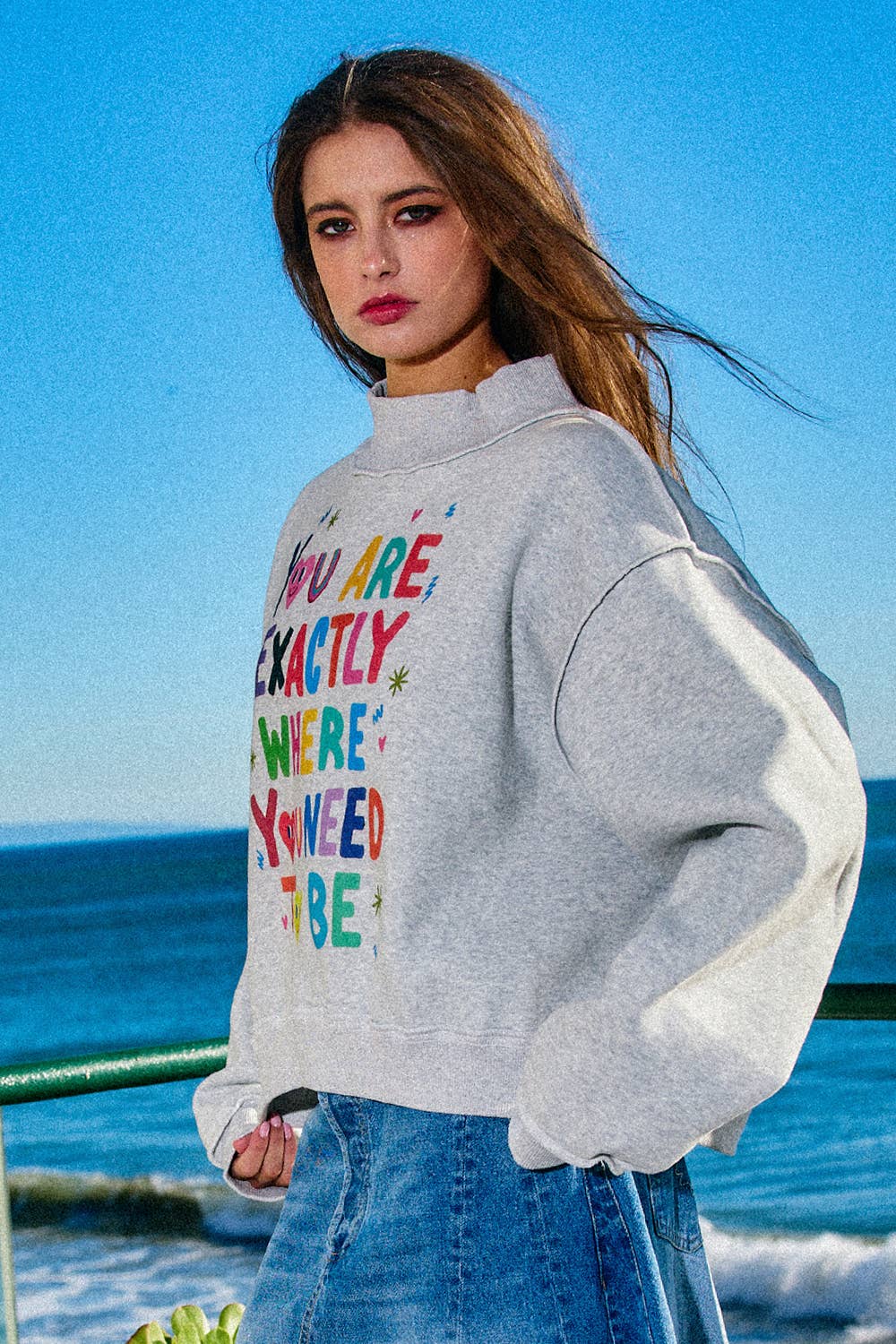 Exactly Where You Need to Be Reversible Mock-Neck Sweatshirt
