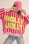 Holly Jolly Neon Stripe Christmas Sweatshirt