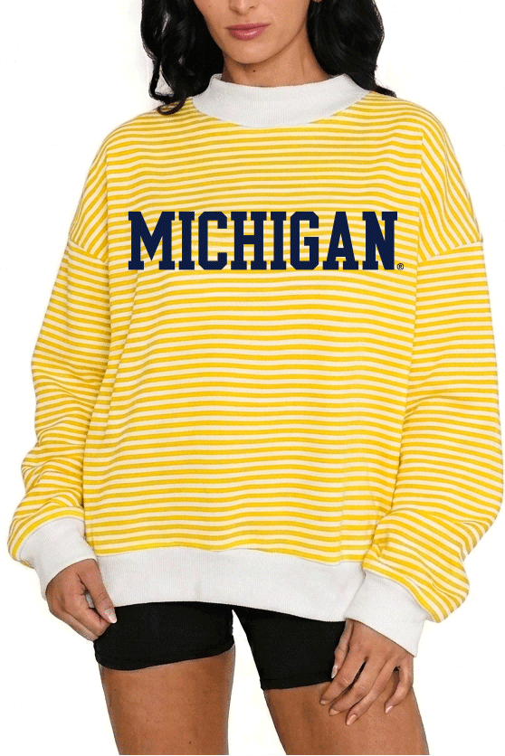 University of Michigan Striped Mock Neck Sweatshirt
