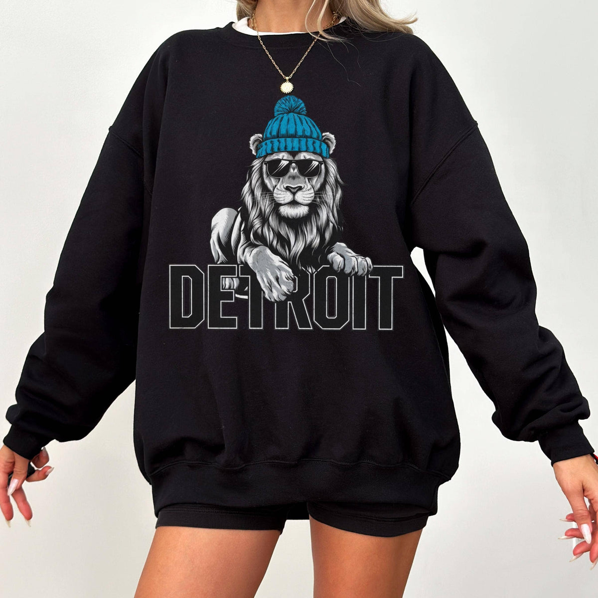Detroit Cool Cat Lion Graphic Sweatshirt