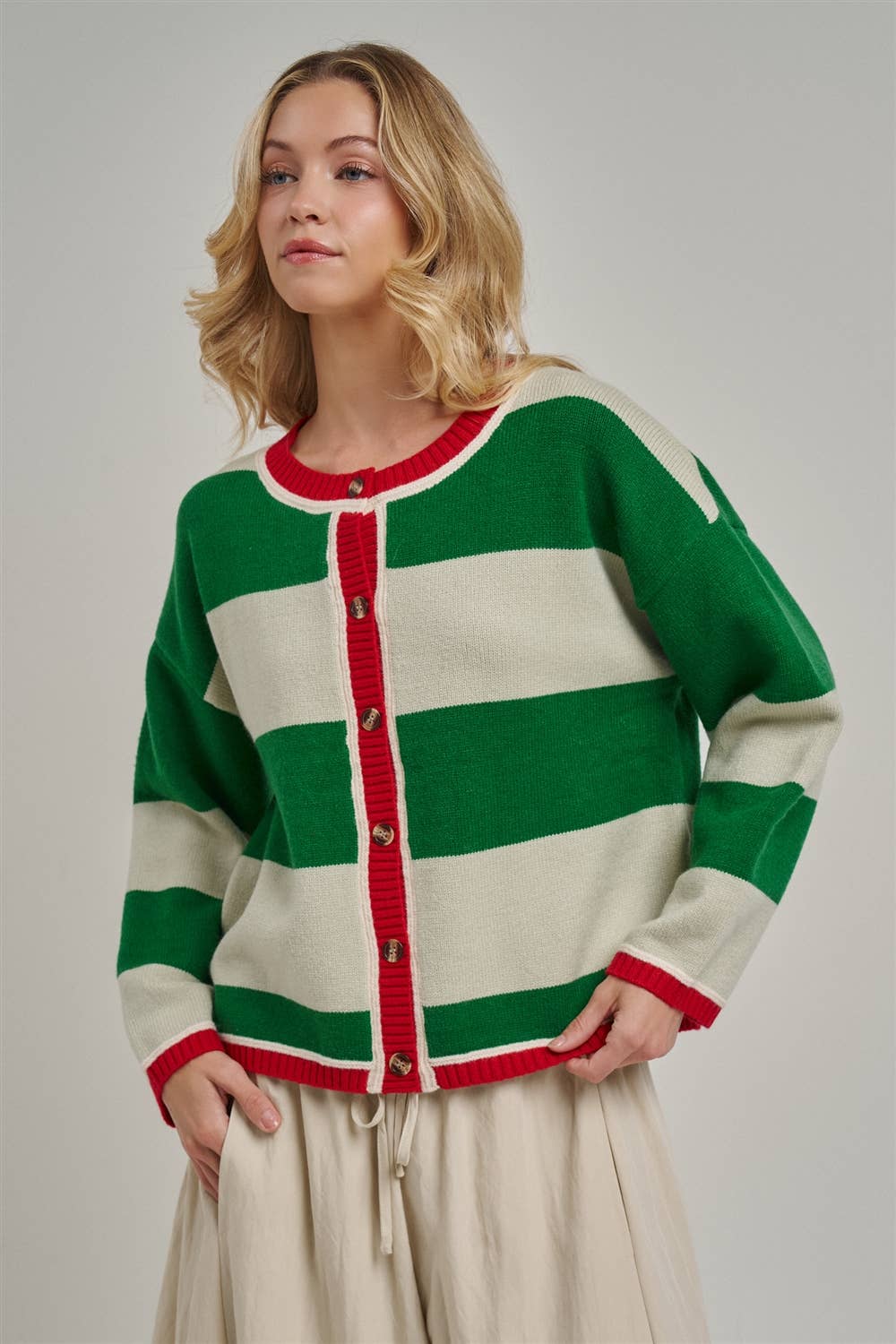 Merry & Bright Striped Christmas Cardigan