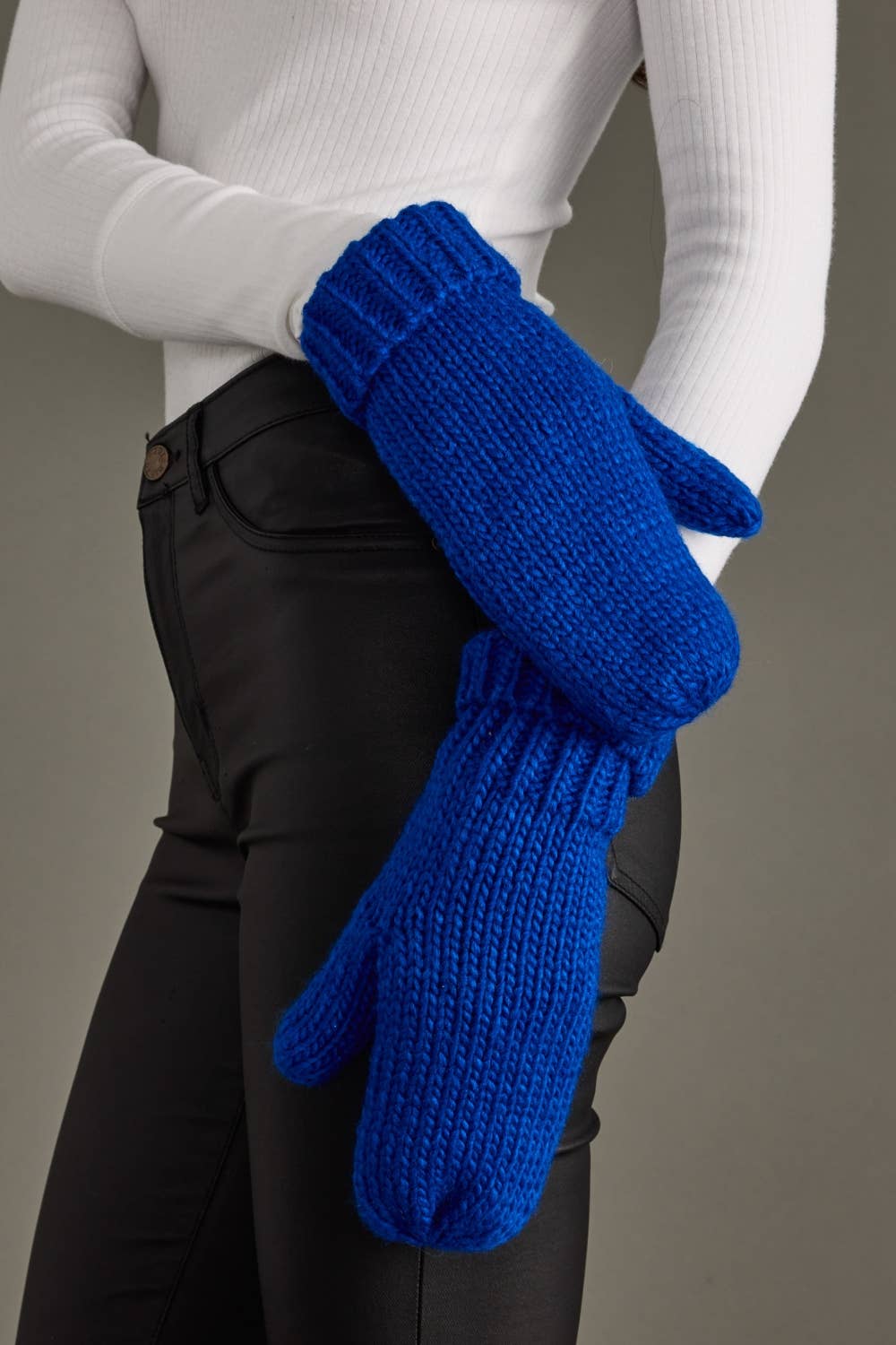 Royal Blue Cozy Cuffed Knit Mittens