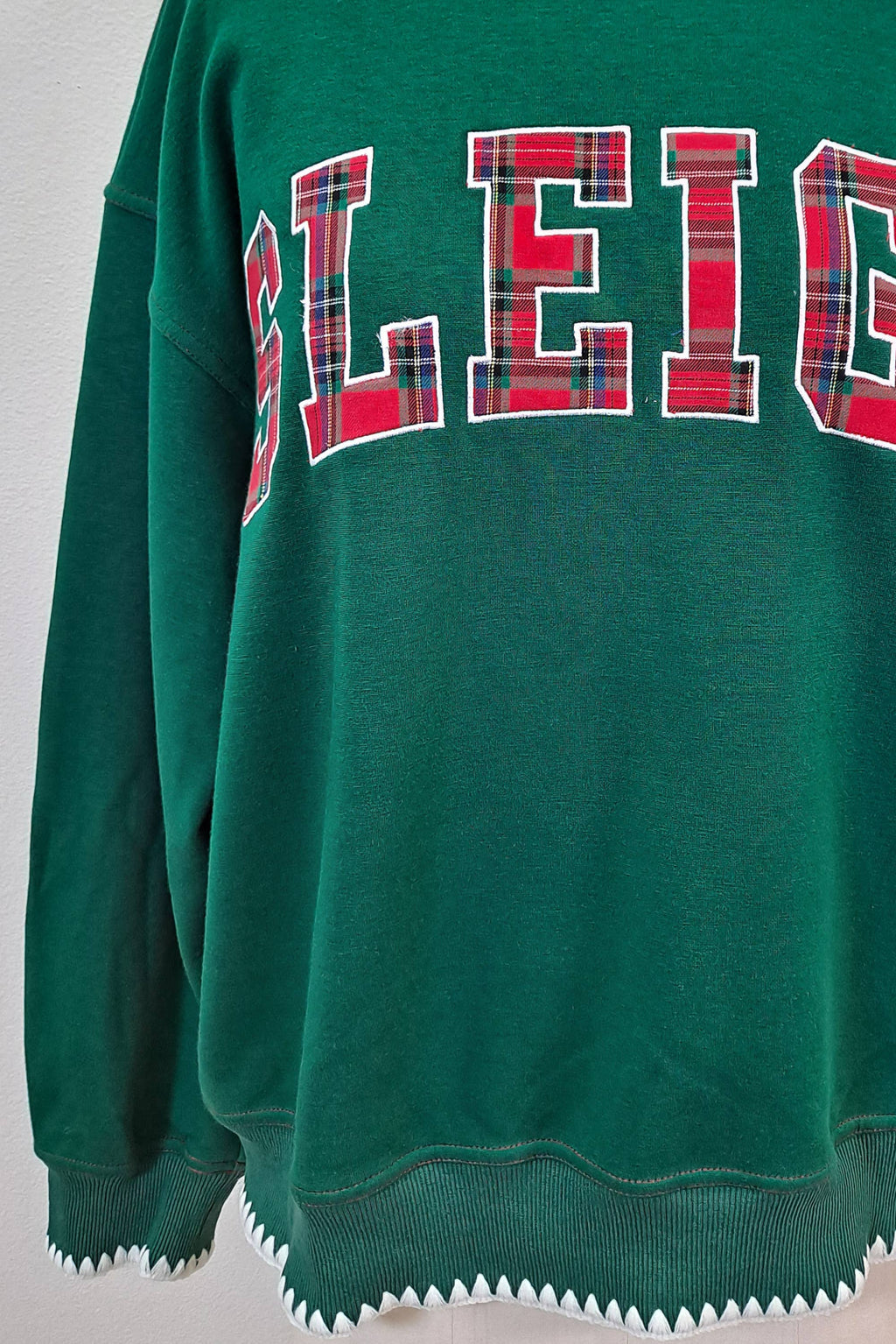 SLEIGH Plaid Appliqué Mock Neck Holiday Sweatshirt