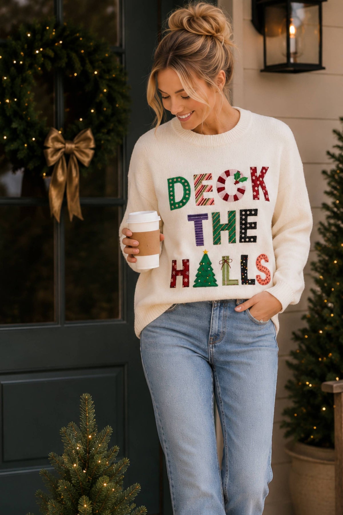 Deck the Halls Patchwork Christmas Sweater