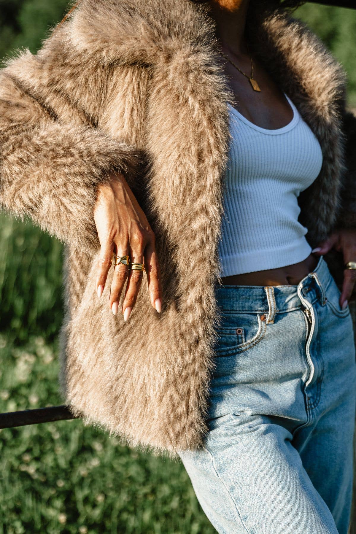 Luxe Layers Two Tone Faux Fur Jacket