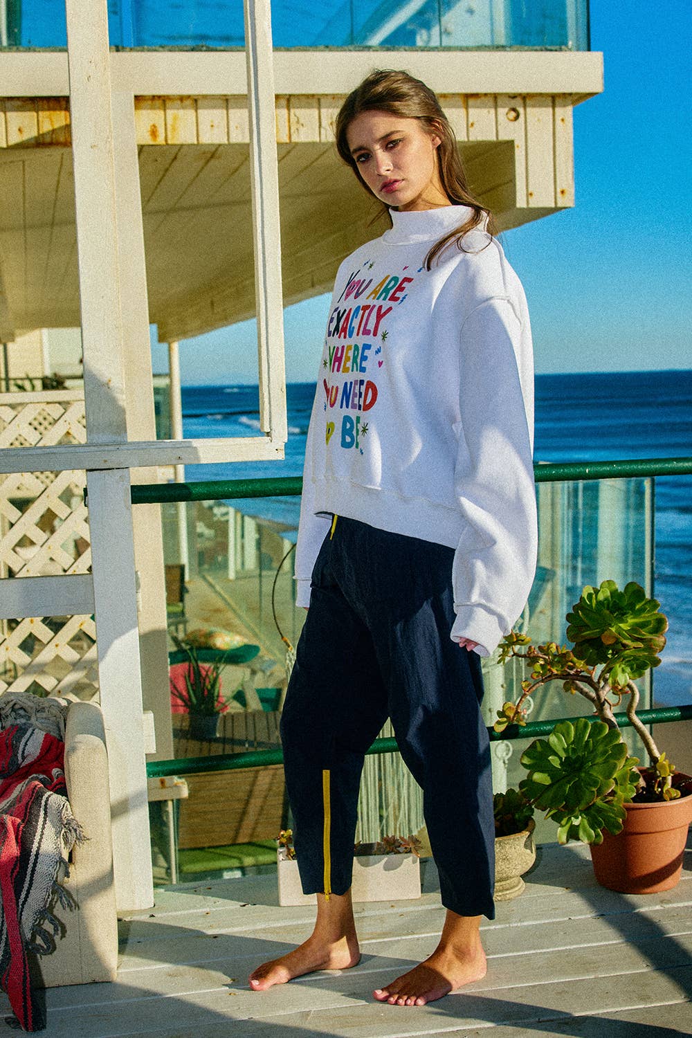 Exactly Where You Need to Be Reversible Mock-Neck Sweatshirt