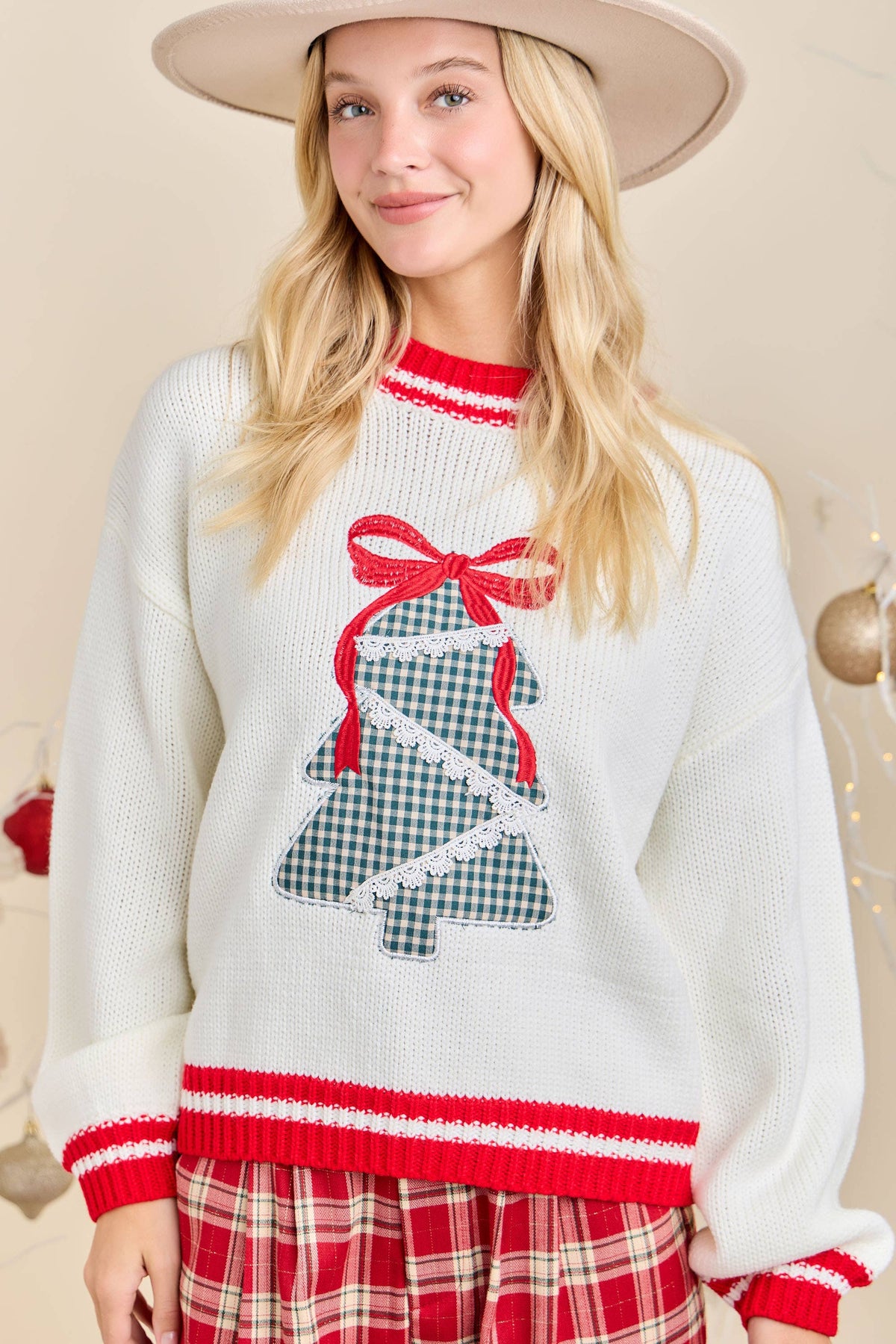 Plaid Tidings Christmas Tree Sweater