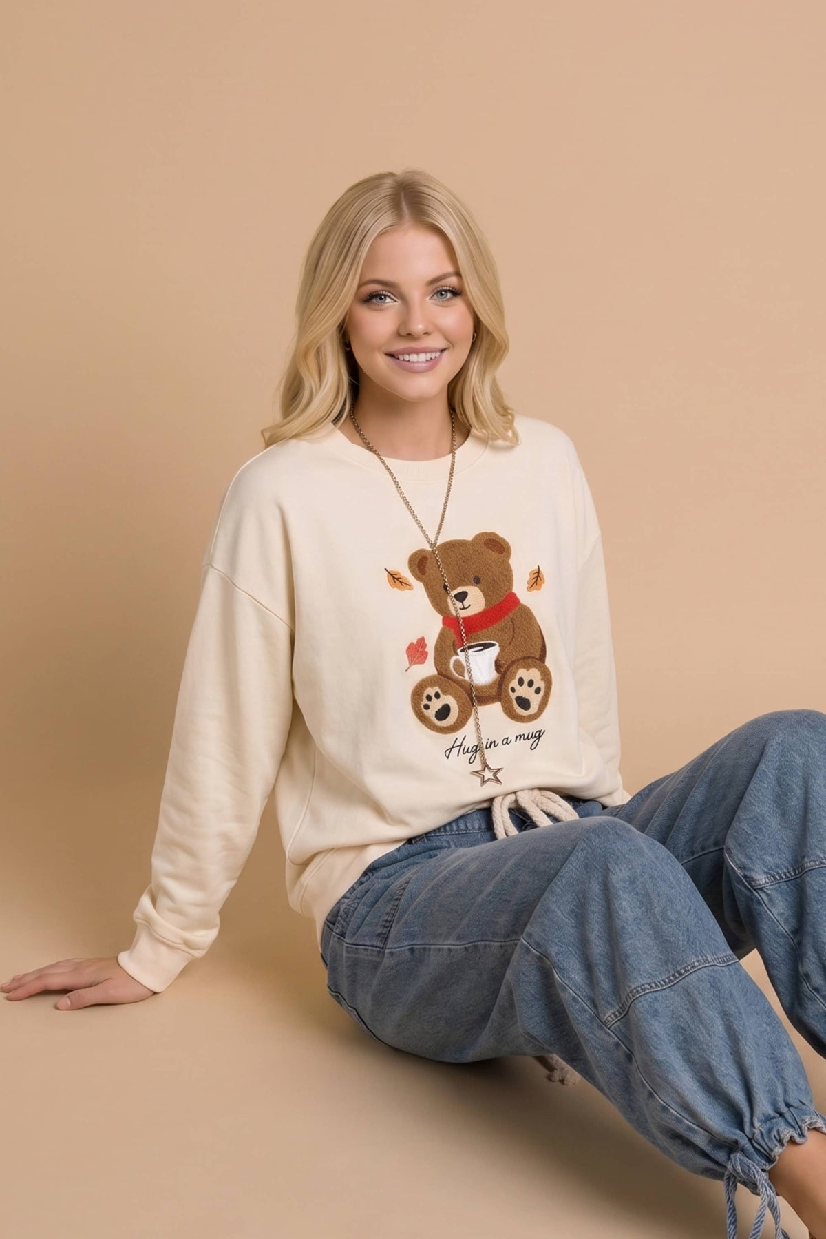 Cozy Teddy Bear Coffee Sweatshirt