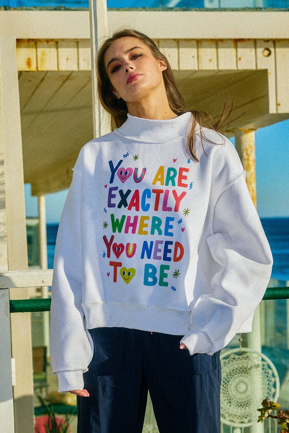 Exactly Where You Need to Be Reversible Mock-Neck Sweatshirt