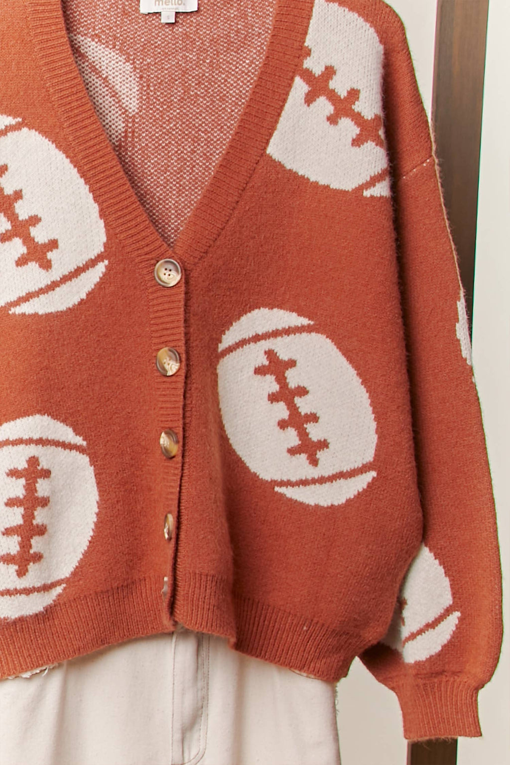 Football Season Button Front Knit Cardigan