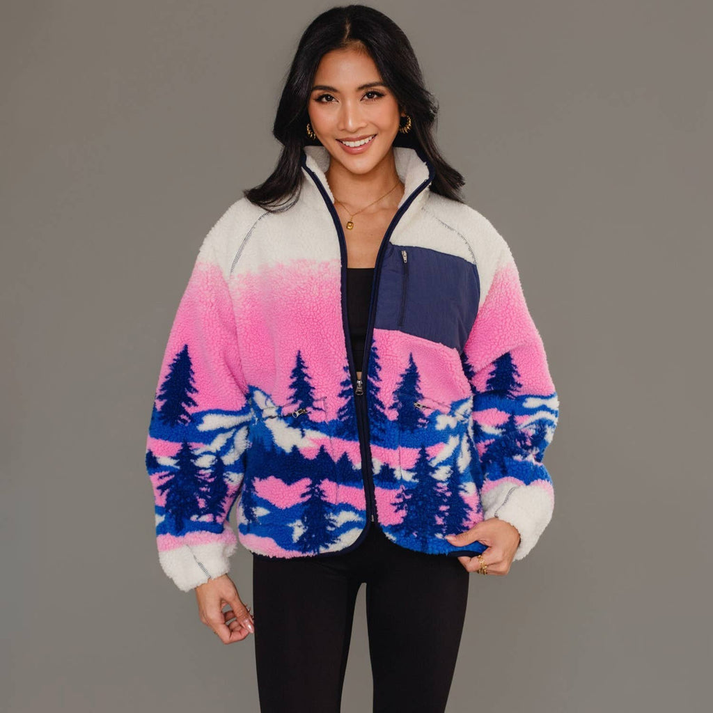 Mountain Scene Fleece Jacket