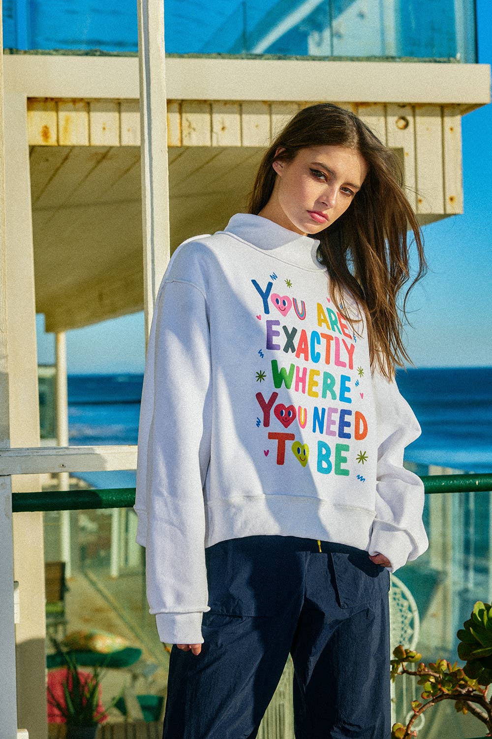 Exactly Where You Need to Be Reversible Mock-Neck Sweatshirt