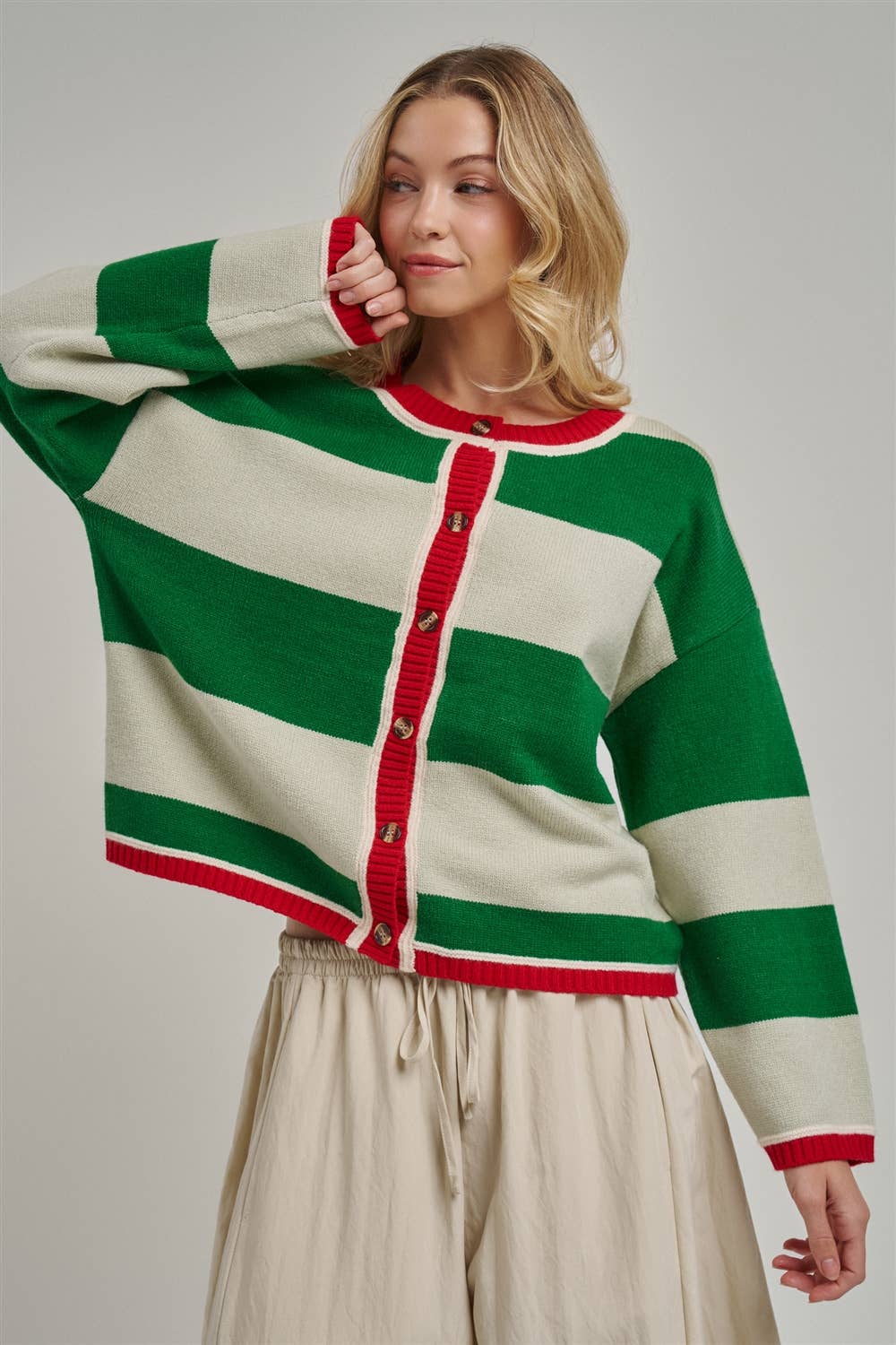 Merry & Bright Striped Christmas Cardigan