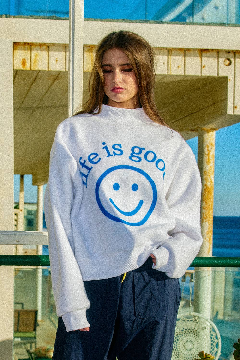 Exactly Where You Need to Be Reversible Mock-Neck Sweatshirt