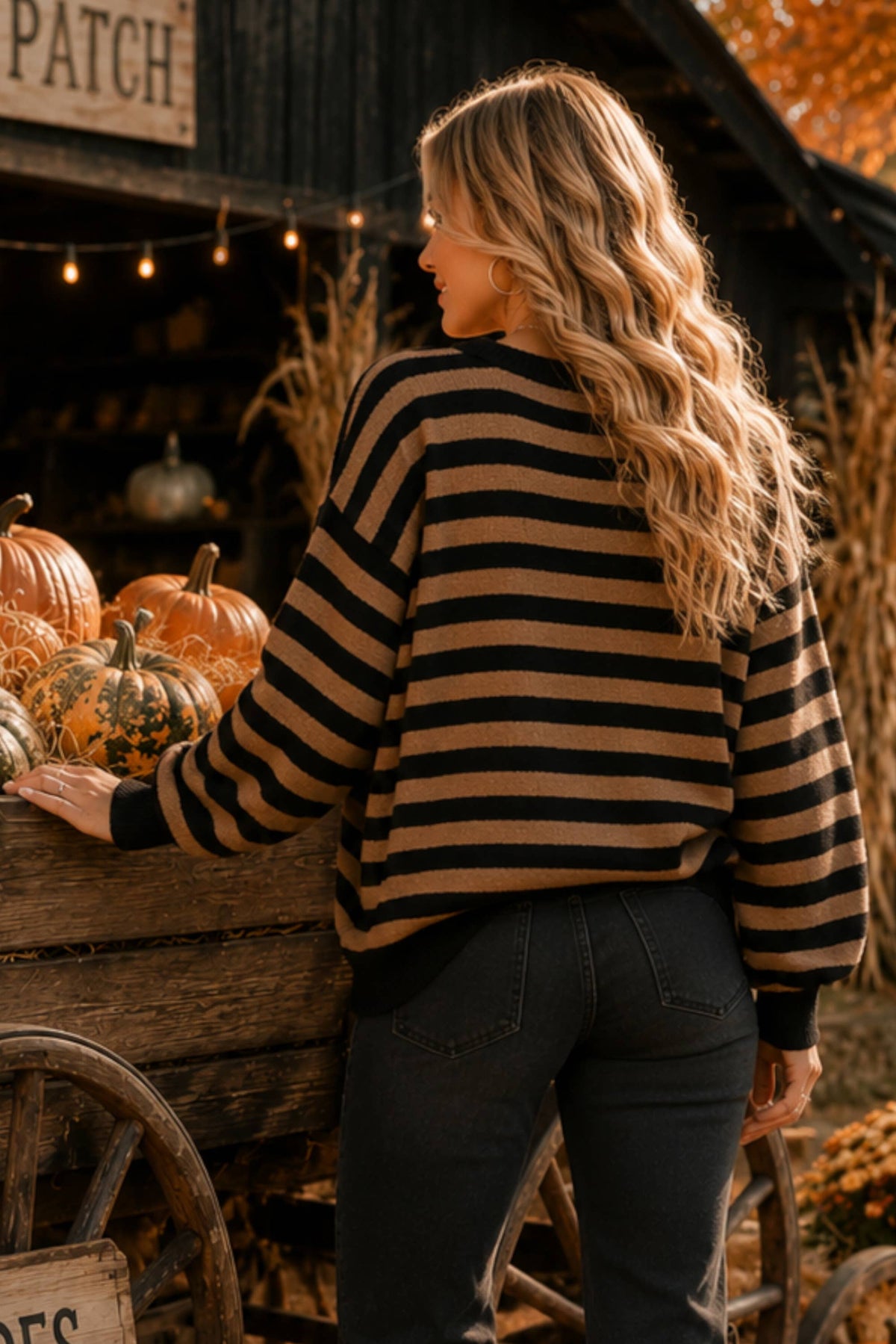 Pumpkin Stripe Knit Sweater