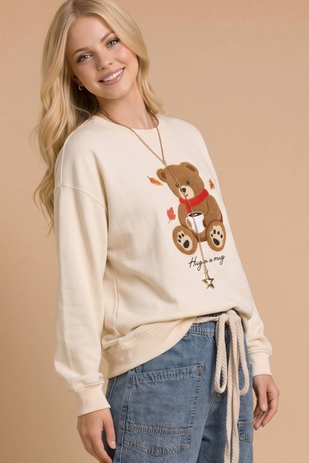 Cozy Teddy Bear Coffee Sweatshirt
