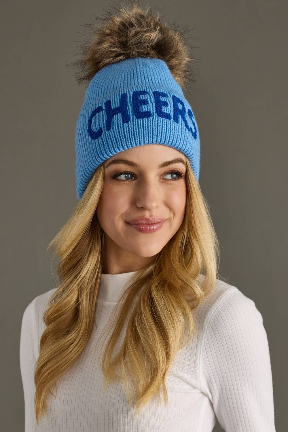 Blue Cheers Knit Pom Hat