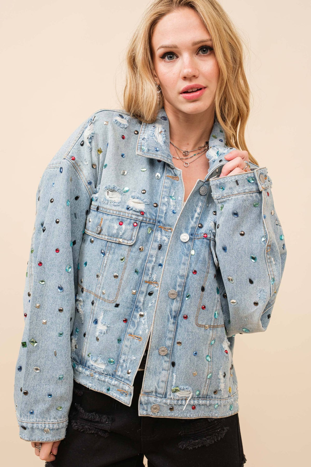 All That Sparkles Embellish Stone Denim Jacket