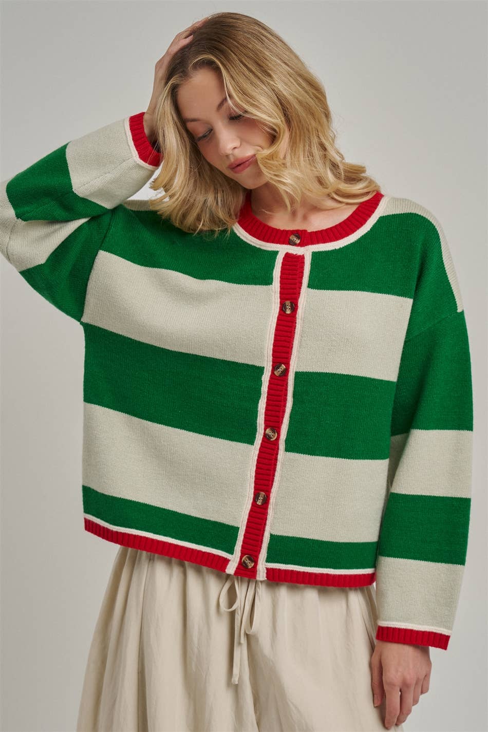 Merry & Bright Striped Christmas Cardigan