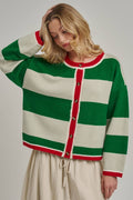 Merry & Bright Striped Christmas Cardigan