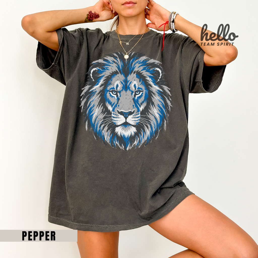 Detroit Retro Lion Football Graphic  T-shirt