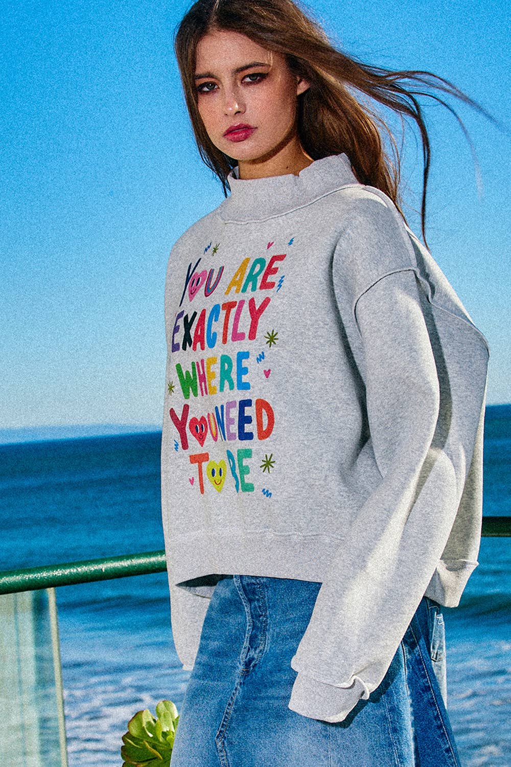 Exactly Where You Need to Be Reversible Mock-Neck Sweatshirt