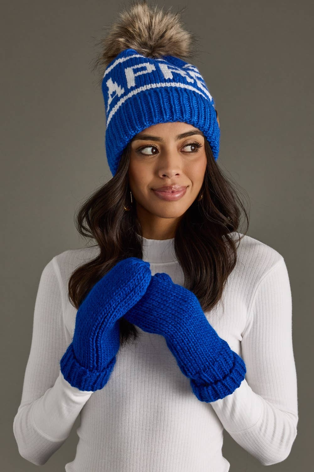 Royal Blue Cozy Cuffed Knit Mittens