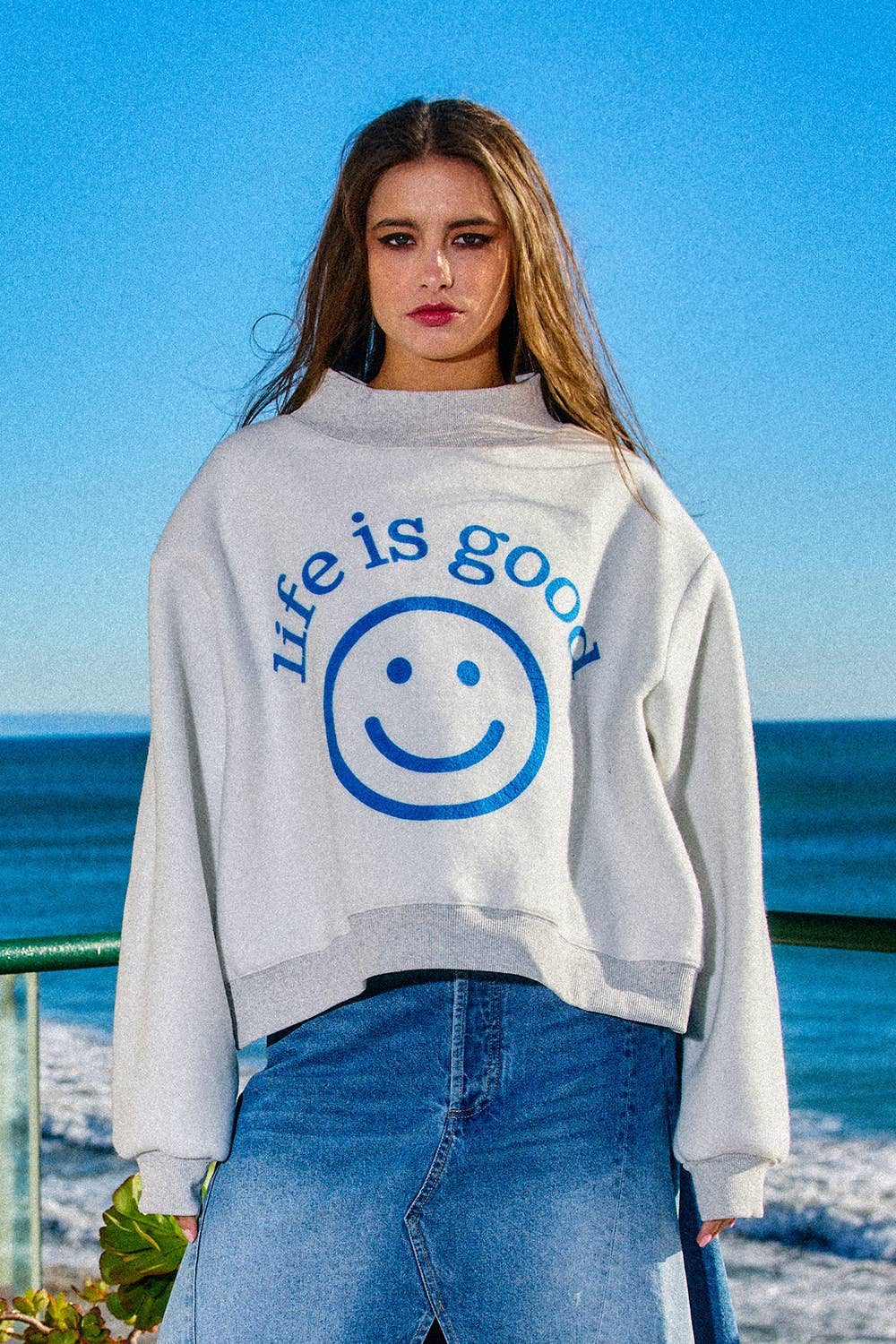 Exactly Where You Need to Be Reversible Mock-Neck Sweatshirt