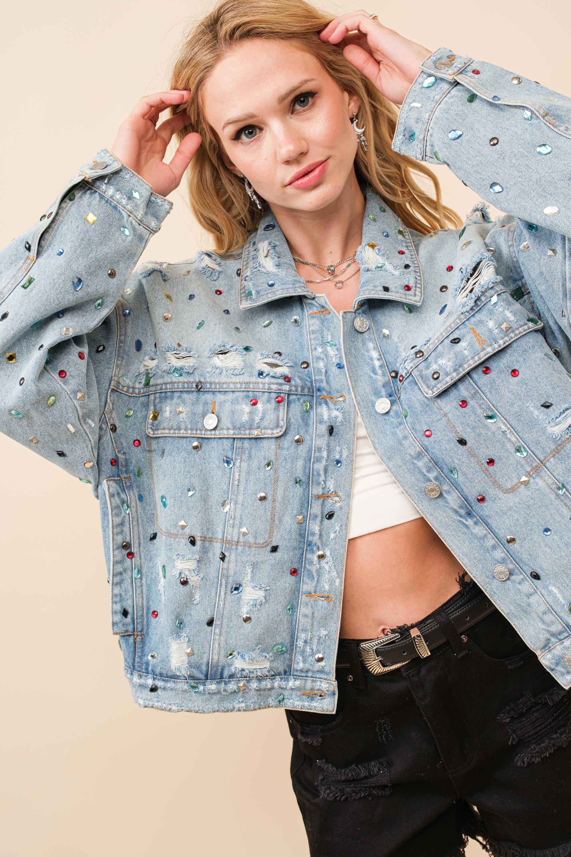 All That Sparkles Embellish Stone Denim Jacket