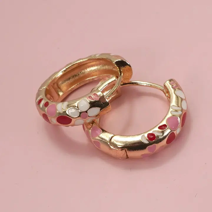 Colorful Enamel Flower Huggie Hoops