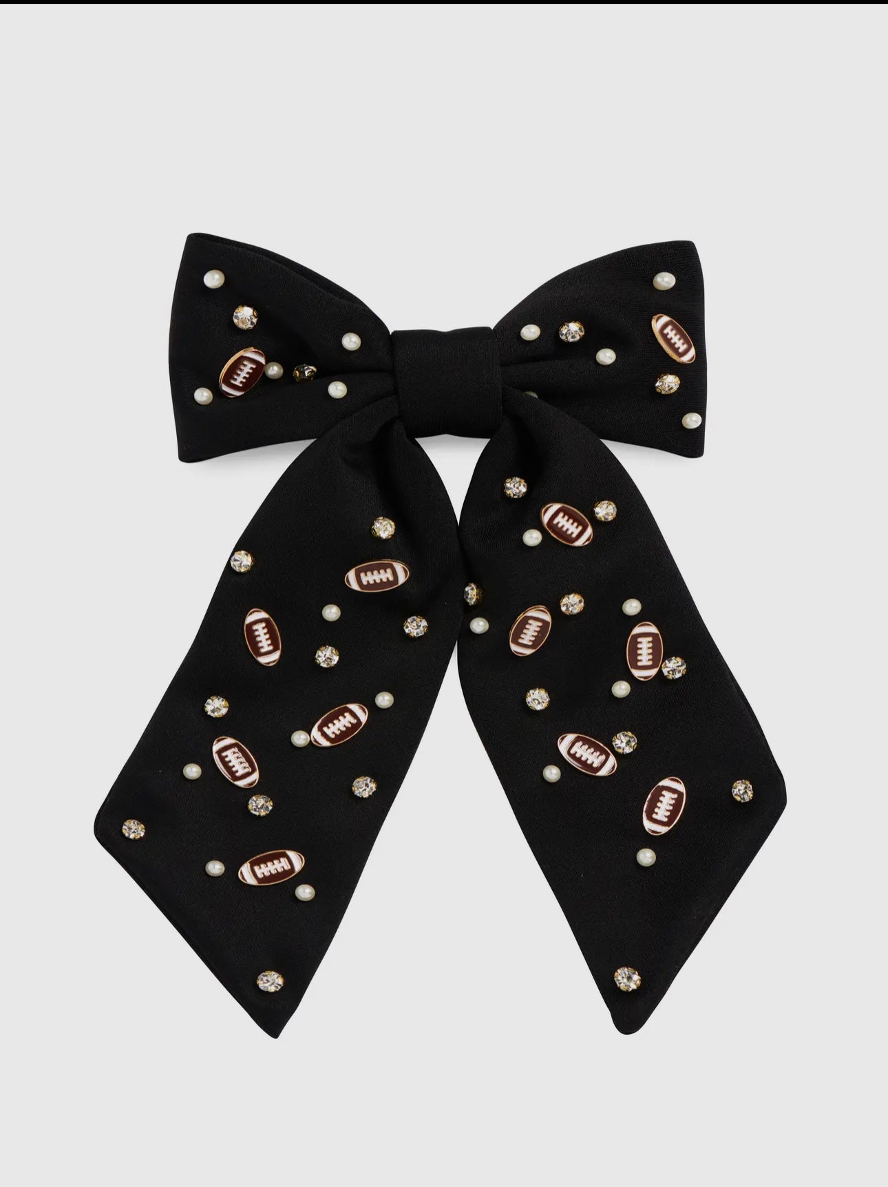 Rhinestone Football Bow Hair Clip
