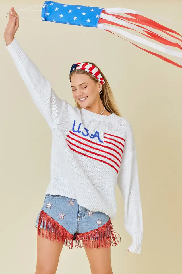 USA Stripe Flag Sweater