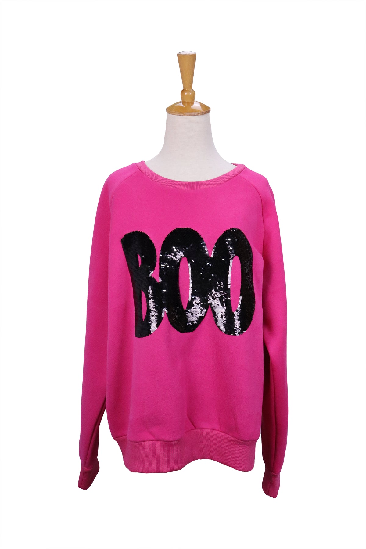BOO Black Sequin Pink Sweatshirt