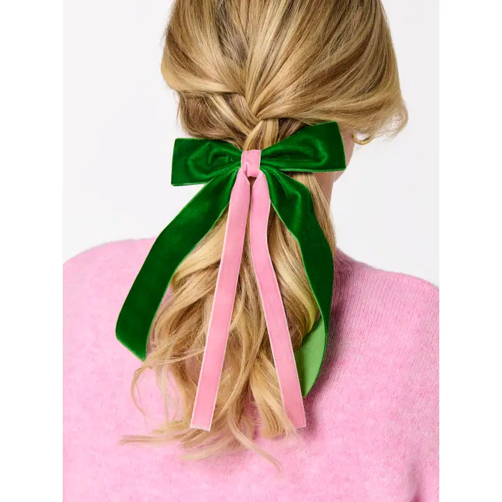 Two Tone Velvet Bow Clip