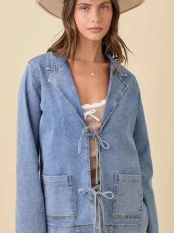 Front Tie Denim Jacket