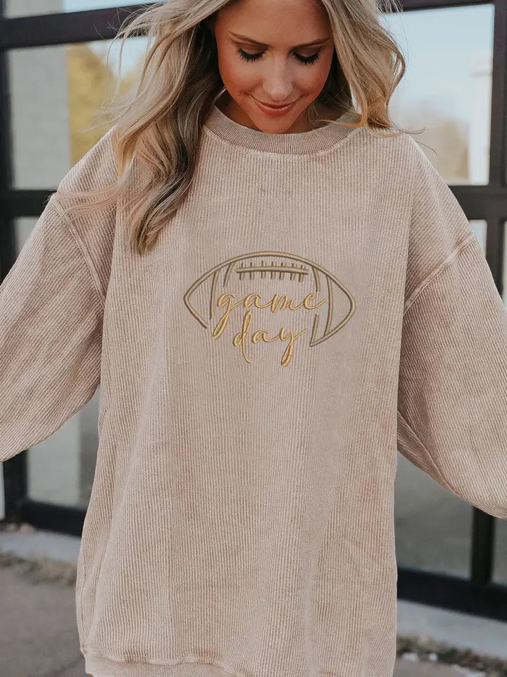 Game Day Embroidered Corduroy Sweatshirt