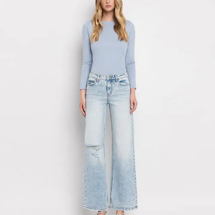 Tummy Control Super High Rise Wide Leg Jeans