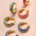 Colorful Enamel Huggie Hoop Earrings