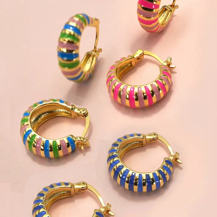 Colorful Enamel Huggie Hoop Earrings