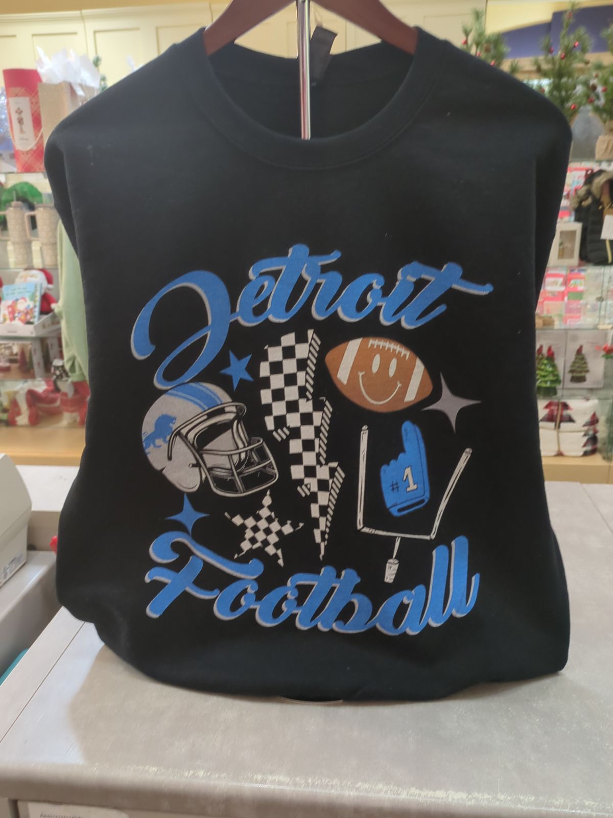 Detroit Lions Checkered Bolt Football Sweatshirt
