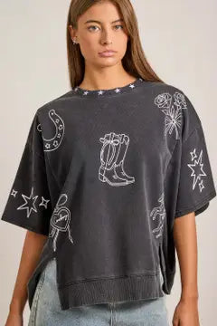 Midnight Western Rodeo Oversized Tee