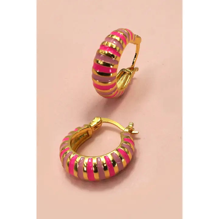 Colorful Enamel Huggie Hoop Earrings