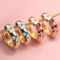 Colorful Enamel Flower Huggie Hoops