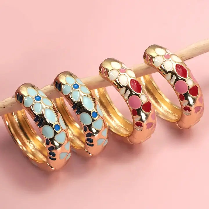 Colorful Enamel Flower Huggie Hoops