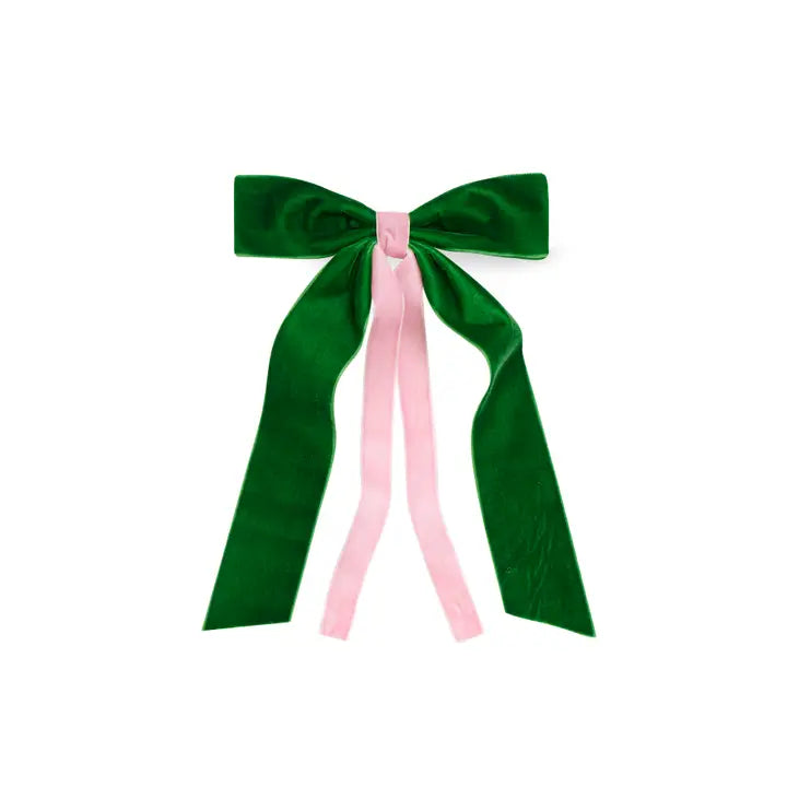 Two Tone Velvet Bow Clip
