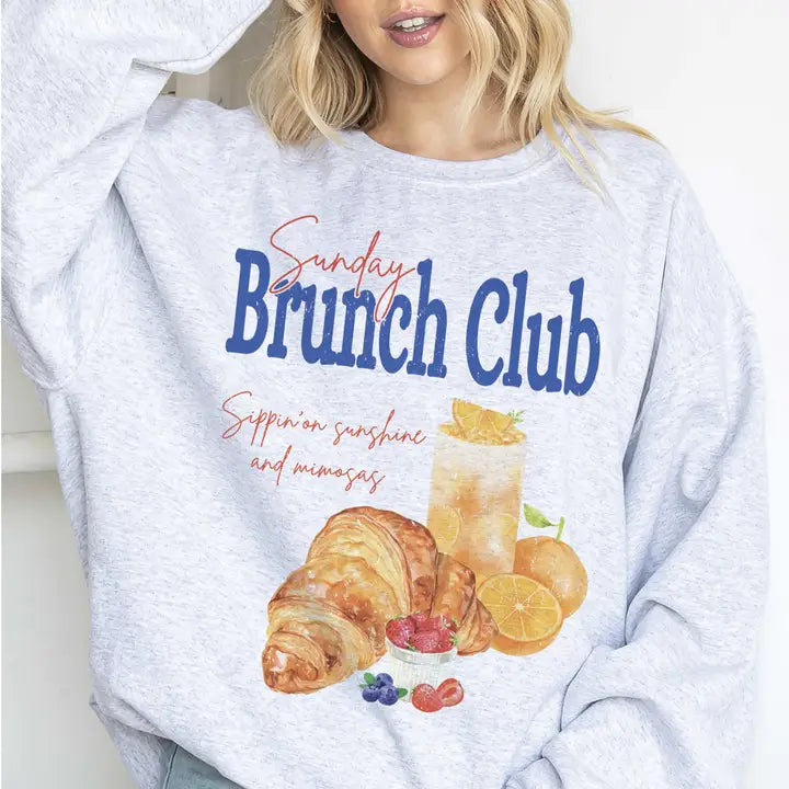 Sunday Brunch Club Oversized Graphic Sweatshirt
